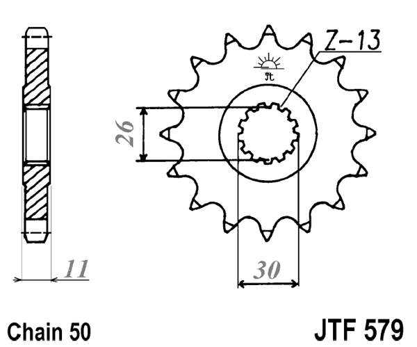 Priekinė žvaigždė JT JTF 579-18 18T, 530